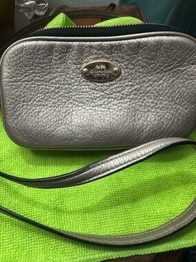 Coach Metallic Pewter Leather Crossbody Bag